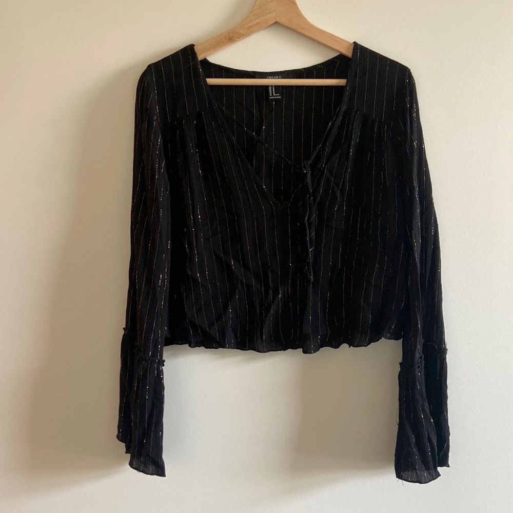 Gold & Black Crop Blouse
